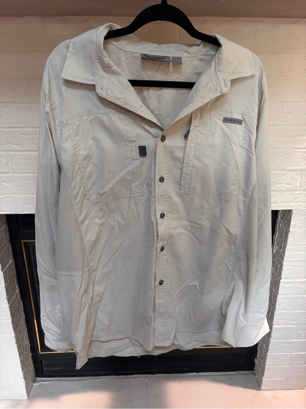 Men's Lightweight Cream Button-Up Shirt Jacket